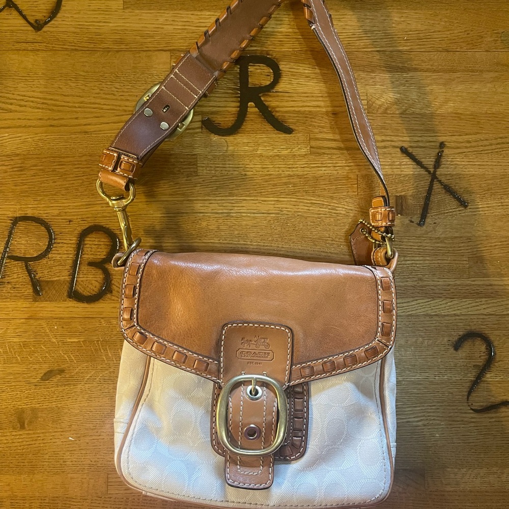 Coach Tan and Cream Crossbody Bag